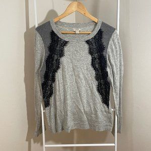 J.Crew Sweater with Black Lace Detail